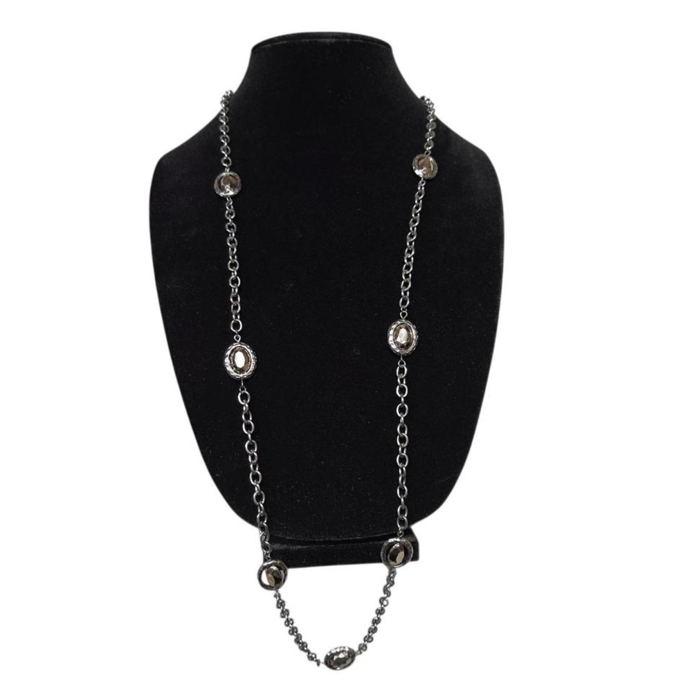 Long Station Necklace with‎ Oval Accents - Elegant Chain Fashion Jewelry